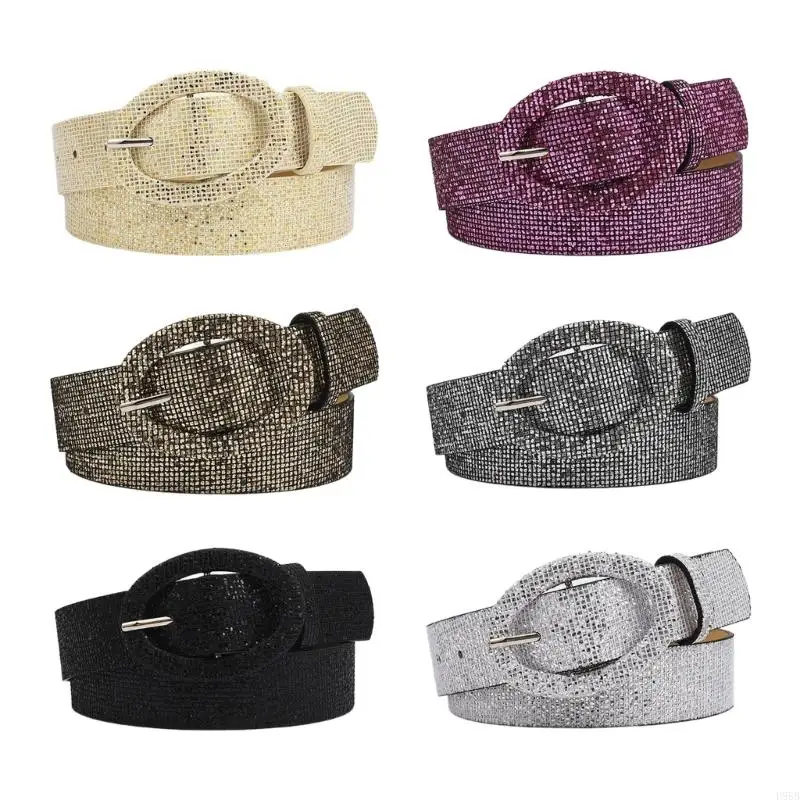 P88B Light Luxury Sequins Waist Belt Women Commute Slimming Belt Cowgirl Cowboy Belt