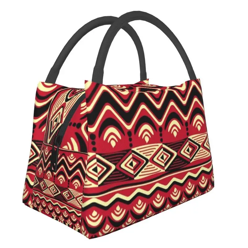 

Maroon African Ankara Lunch Boxe for Women Africa Styles Cooler Thermal Food Insulated Lunch Bag Hospital Office Pinic Container