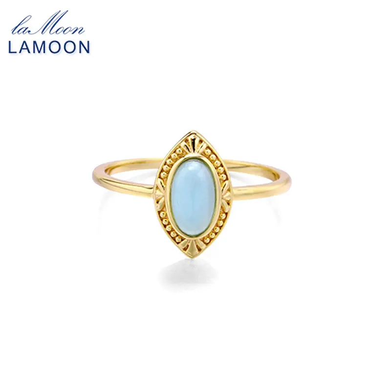 LAMOON Elegant Retro Style Ring For Women Natural Topaz Peridot Double Layer Stone 925 Sterling Silver Gold Color Fine Jewelry