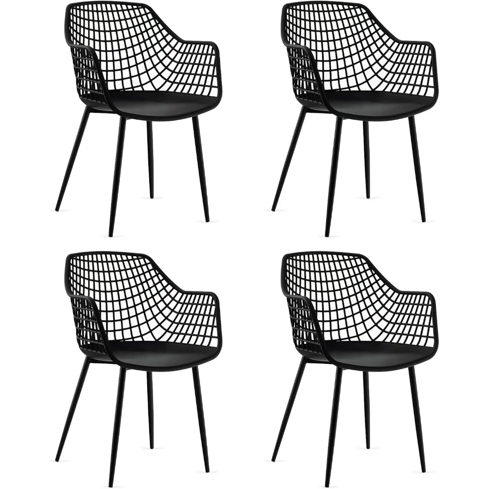 Modern Dining Chairs Set of 4-Black Arm Chair with15