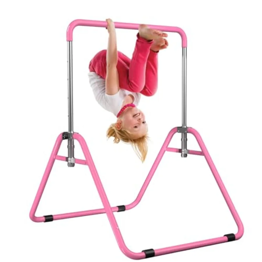 

Gymnastics Bar for Home Adjustable Height Gymnastic Training Equipment for 3-7 Years Old Girls Pink Steel