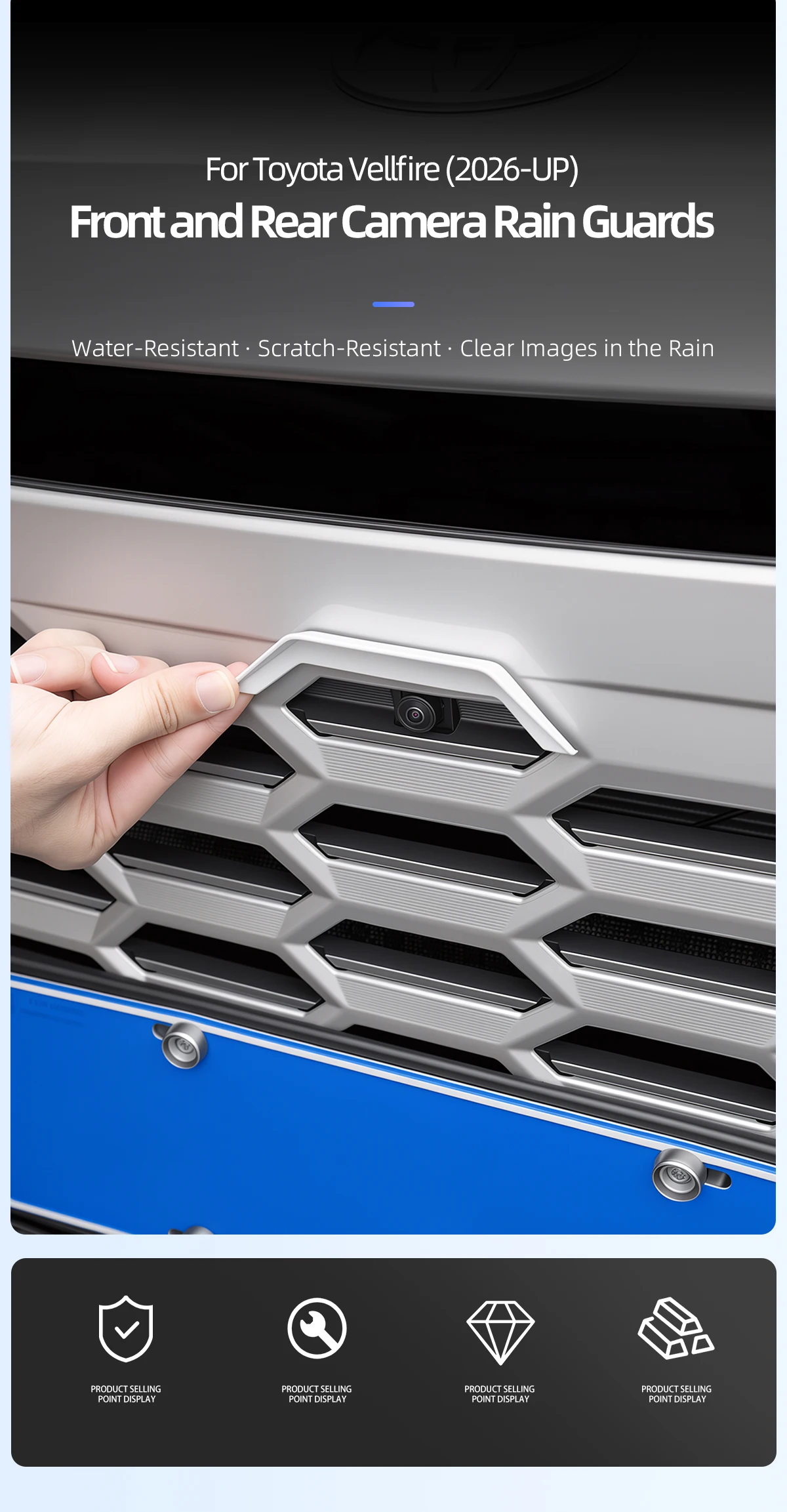 Für Toyota RAV4 2026-2028 Vorder- und Rückkamera Regenschutzabdeckung ABS Schwarz Schutzvisier Auto-Außenzubehör – Detail 1