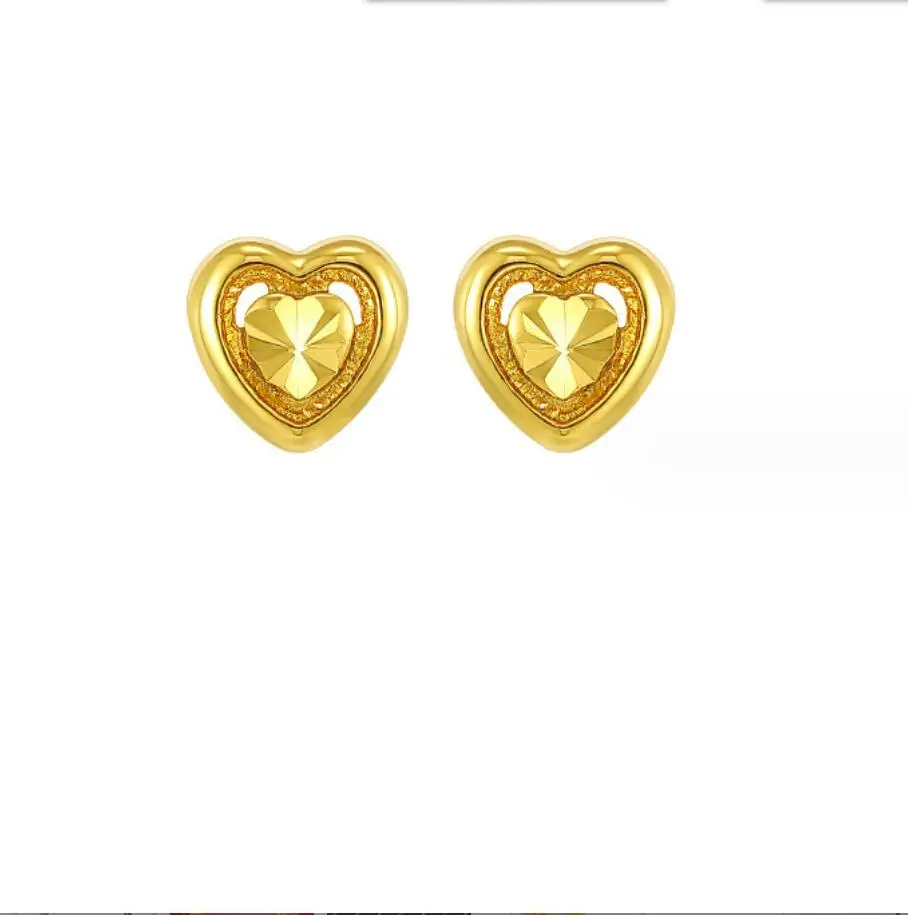 

2PCS Heart Sweet Stud Earrings for Women Jewelry Flower Earrings for Teen Trend Simple Genshin Gold Color earring F1741