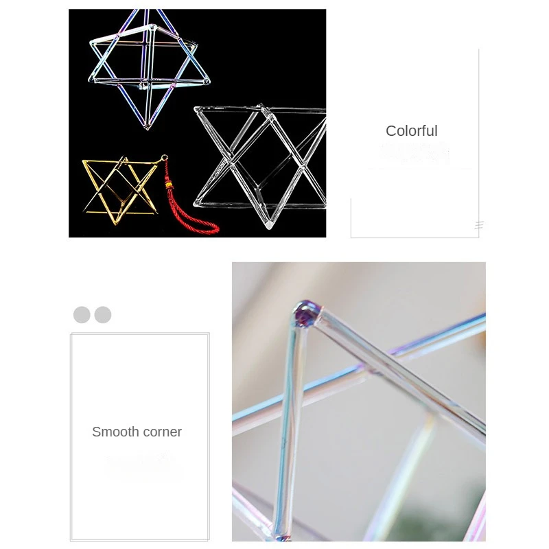 Star Linkup Aurora Iridescent High Purity Quartz Merkaba Star Singing Crystal Hanging Sound Merkaba Deep Vibration Energy Healing Chakra Activation Meditation Sound Bath Spiritual Space Cleansing Decor Sound Therapy Instrument view 4