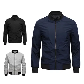 Spring Autumn Men's Casual Jackets Fashion Baseball Coat Light Soft Flying Jackets Men Business Men's Standing Collar Jacket