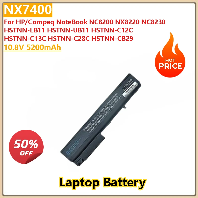 

6-элементный аккумулятор NX7400 10,8 В 5200 мАч для ноутбука HP/Compaq NoteBook NC8200 NX8220 NC8230 HSTNN-LB11/UB11/C12C/C13C/C28C/CB29