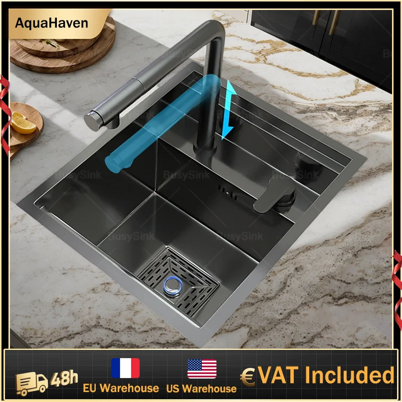 

Скрытая раковина из нержавеющей стали, кухонная раковина для квартиры, бара, мини-раковина с одним слотом для автофургона с крышкой, балкон, сад