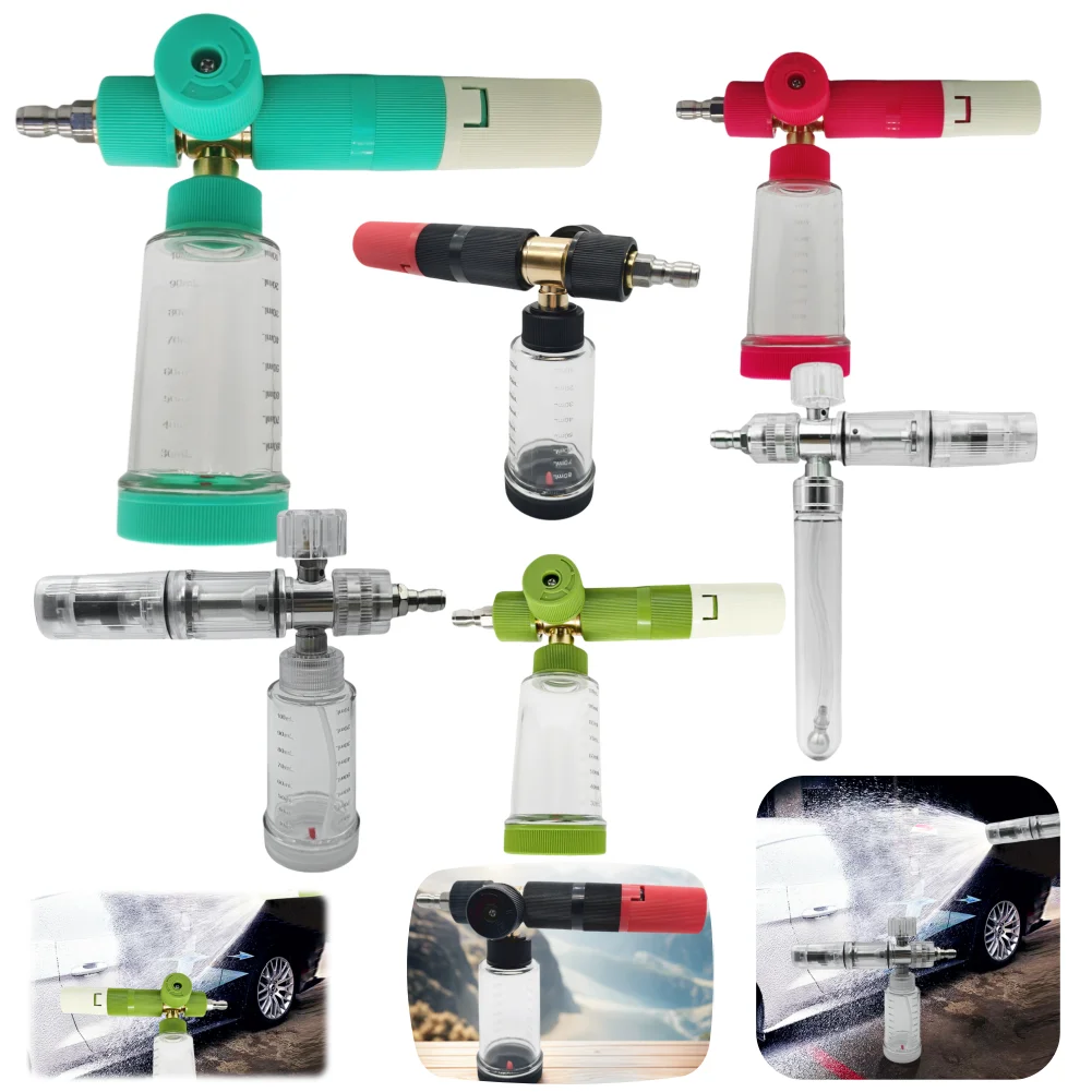 

35/100ml Water Foam Pot with 1/4 Inch Quick Connector Adjustable Pressure Washer Gun Soap Foam Spray Bottle for Car Wash Cleanin