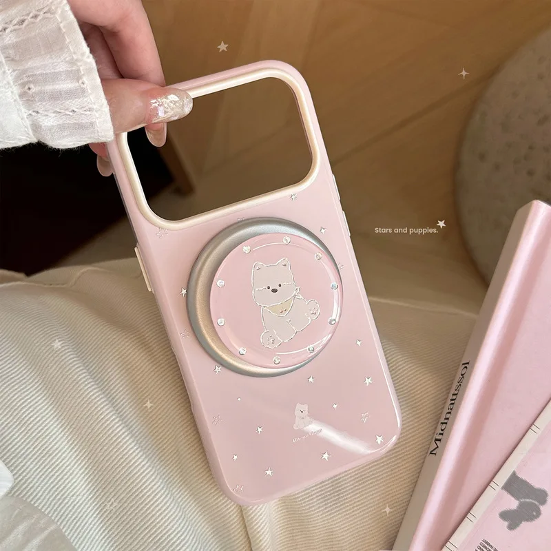 Gold Foil Star Magnetic Phone Case Soft TPU Shockproof Anti-drop Anti-fingerprint Cover for iPhone 17 16 15 14 Pro Max