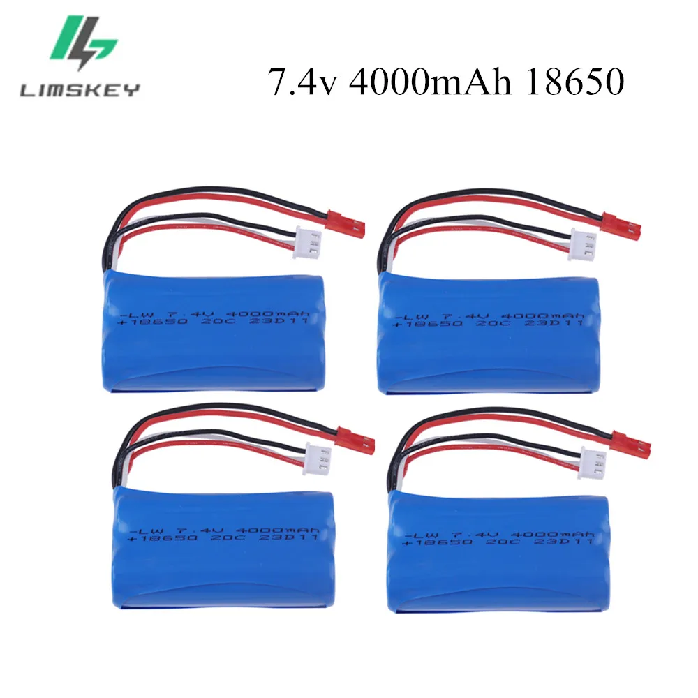 7.4V 4000mAh 2S 18650 lipo battery For HuanQi 957/948/848B/827B/823/955/956/957/948 MJX F45/T55 rc boats model parts JST Plug