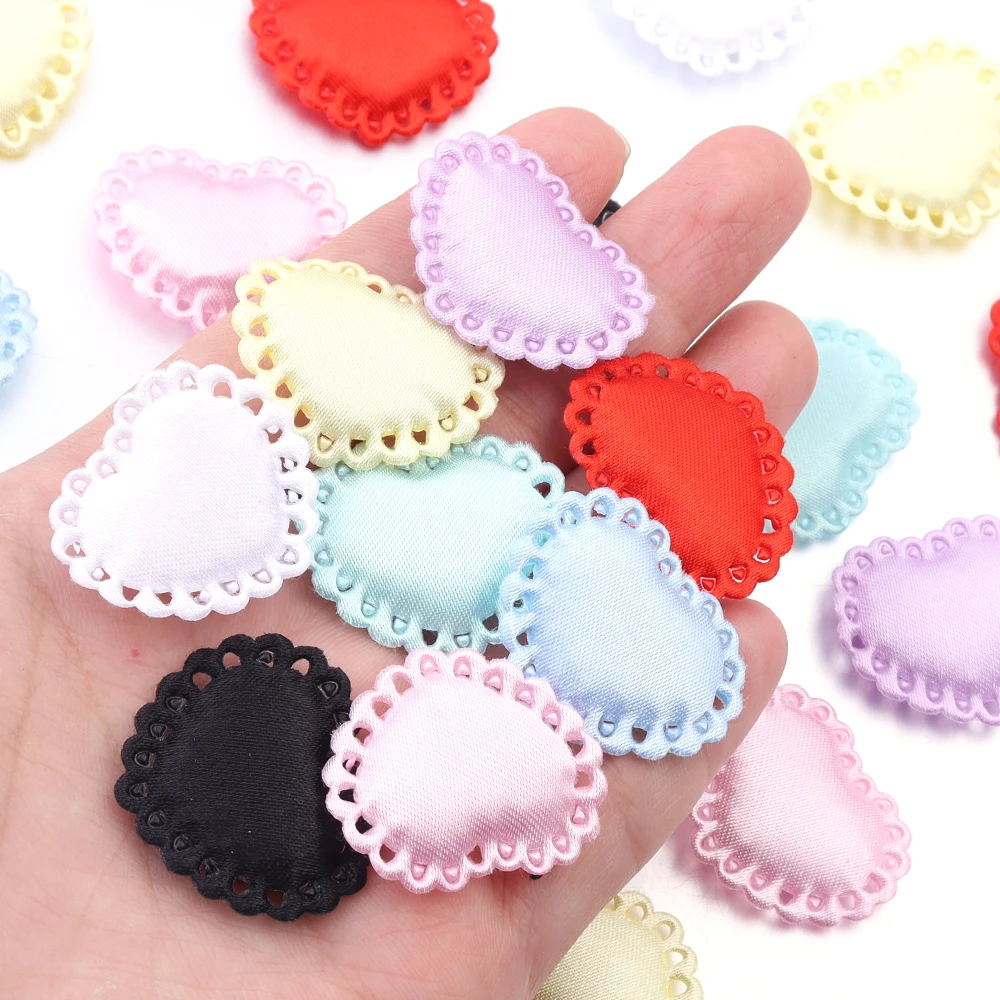 50Pcs/Lot Colorful Fabric Love Heart Petals Sponge Petal Patches For DIY Wedding Party Hairclip Clothing Decoration Supplies