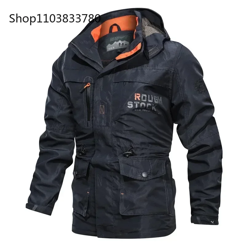 Men\'s Windbreaker Military Skin Soft Shell Clothes Tactical Waterproof Jacket Flight Pilot Hood Coat Climbing Army Field Jacket