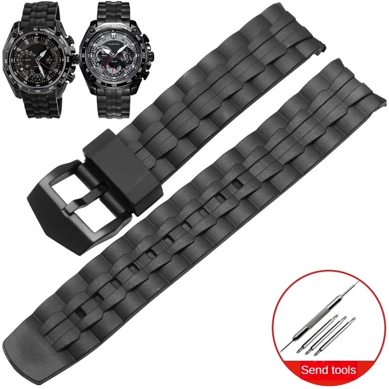 Rubber Watch Band Replacement EF-550D EF-523 Series Arc Interface Silicone Watch Band 22mm