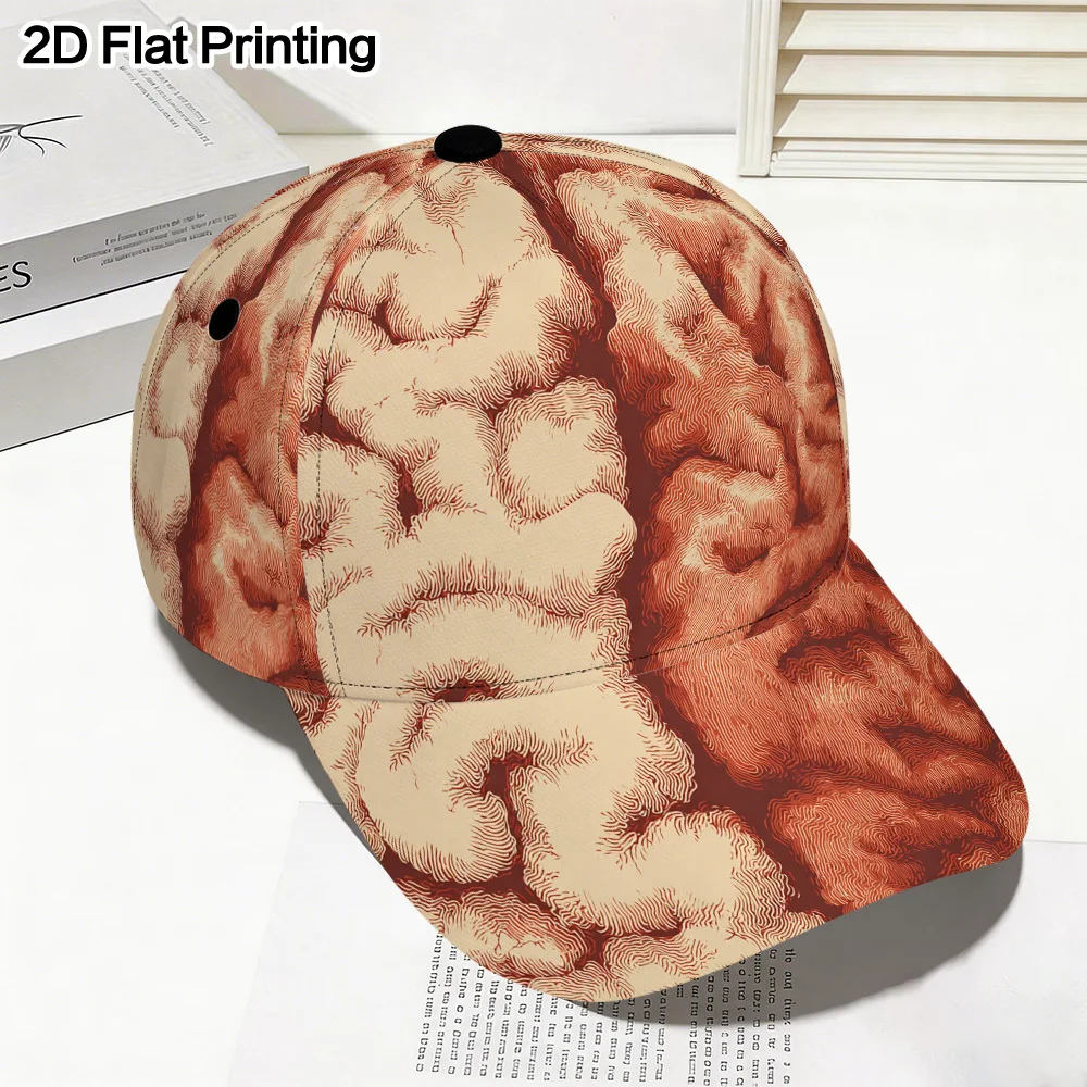 Intricate Brain Folds Print Baseball Hat Is Full-Body Polyester Snapback Hat with Vibrant Design Ideal for Running Sports