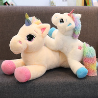 40-80cm Rainbow Unicorn Plush Toys Kawaii Horse Toys Stuffed Cartoon Animal Doll Christmas Birthday Gift