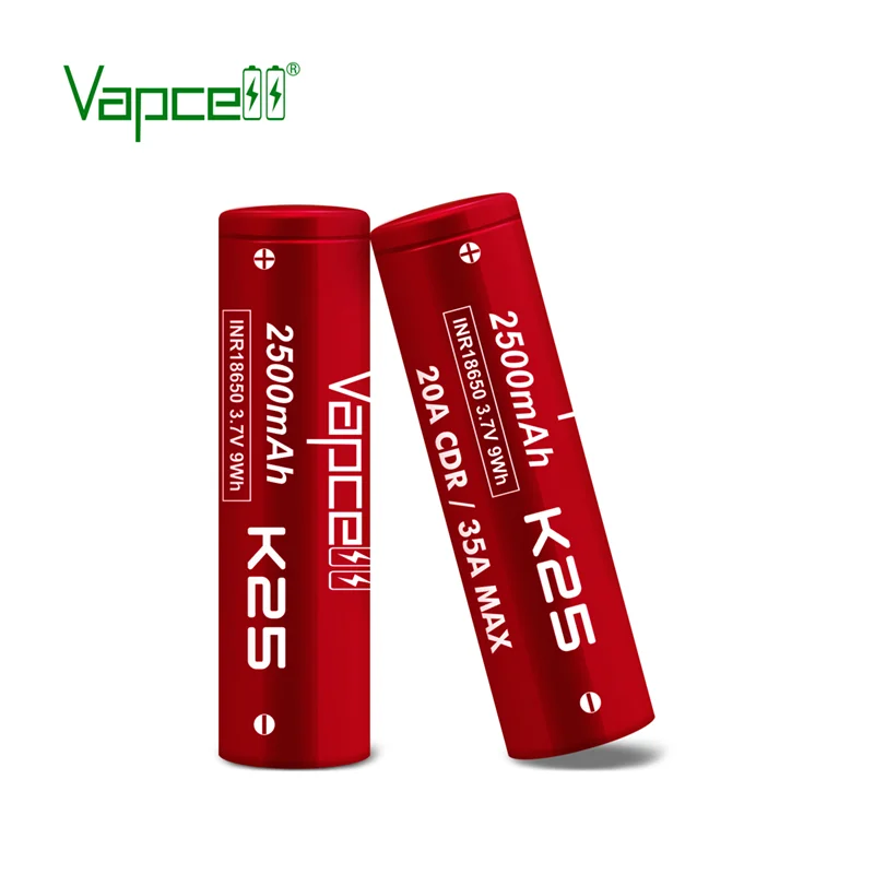 Original Vapcell K25 INR 18650 3.7V 2500mAh 20A/35A Battery High Current 18650 Lithium ion Cell Similar As 25R Batteries