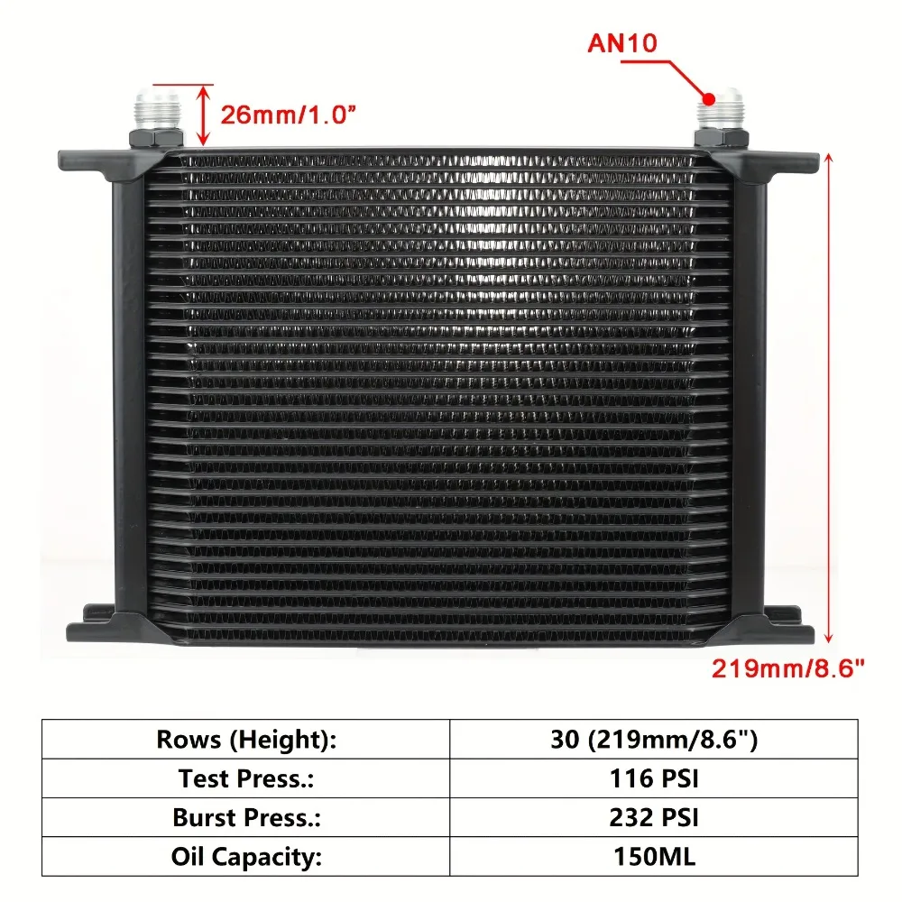 Universal Aluminum Oil Cooler Core Car Oil Cooler 7/10/13/16/19/25/30 Rows