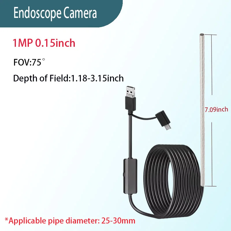 1MP 0.15 inch 75° Gun Cleaning Camera Pipeline Inspection 1.5m USB Type-C 3-in-1 Soft Cable Rifle Electronic Endoscope