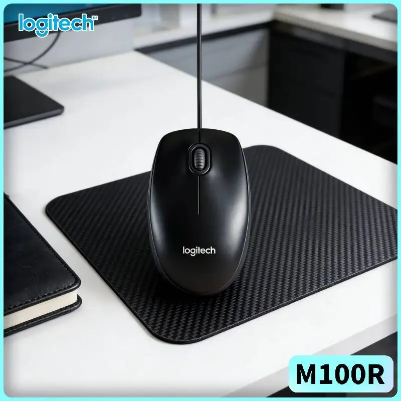 

Genuine Logitech M100R USB Mouse Wired 3-Button Scroll 1000DPI Optical Sensor Minimalist Style for Office Home Daily Use