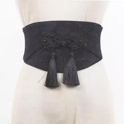 Moda donna Vintage nero elastico nappa Cummerbunds vestito femminile corsetti cintura cinture decorazione cintura larga R2472