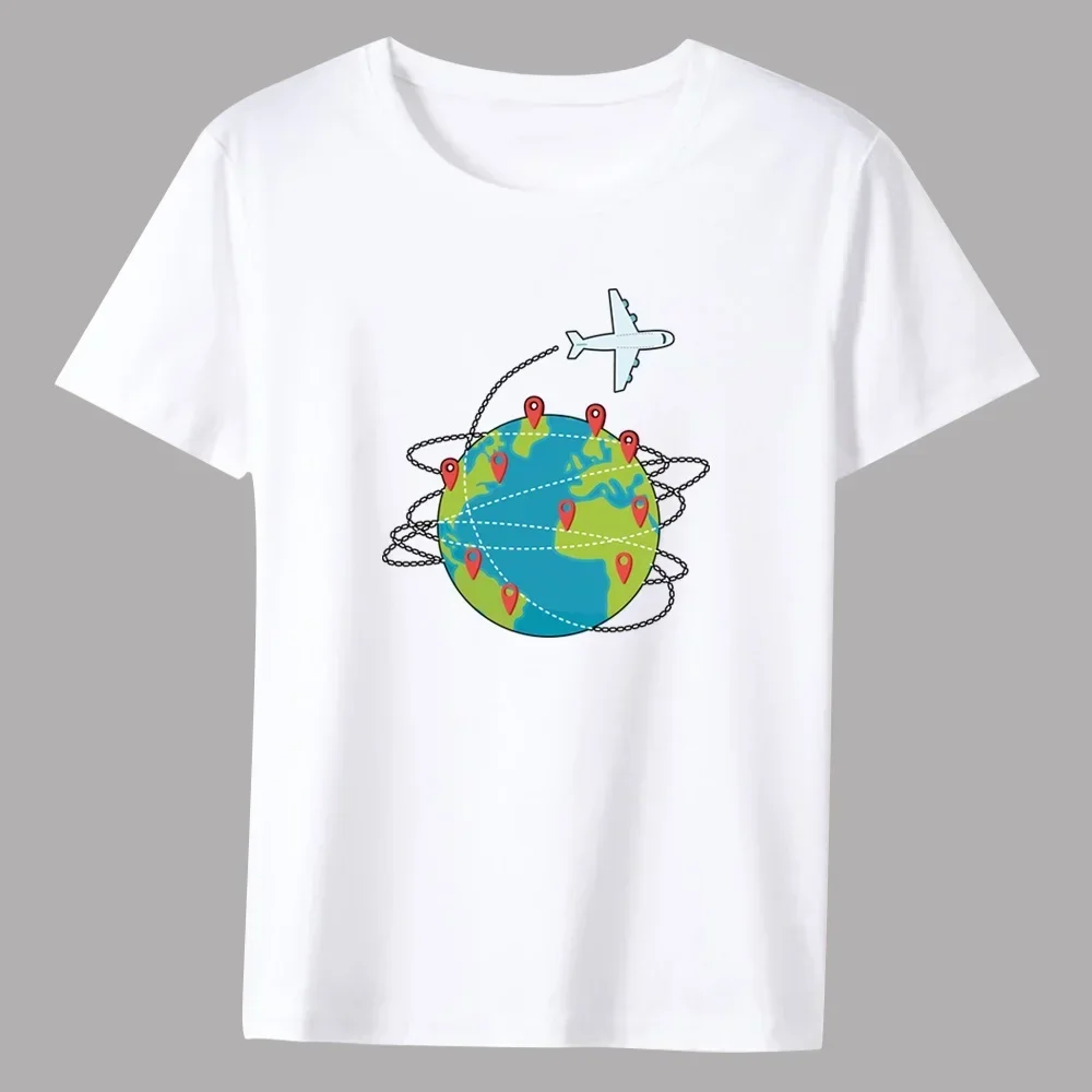 Short Sleeve Men's T-shirt Basic Print Anime Top Travel Series Casual White O-neck Youth Men's Commuter pure cotton Shirt