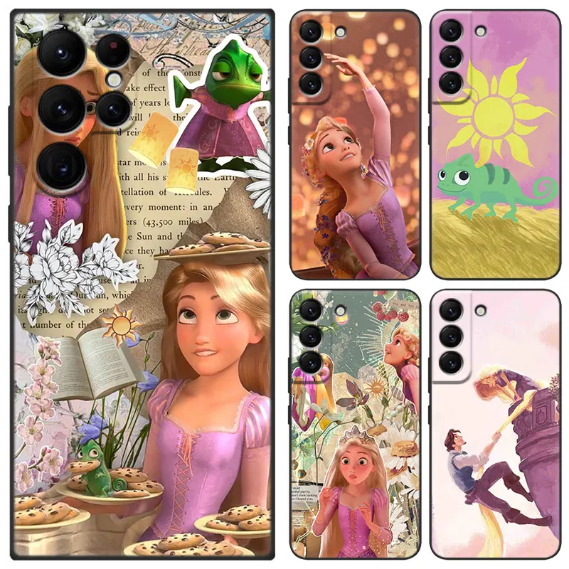 Rapunzel Tangled Black Phone Case For Samsung Galaxy S23 Ultra S22 S21 Plus S20 FE A13 A14 A23 A24 A25 A33 A34 A52S A53 A54 5G