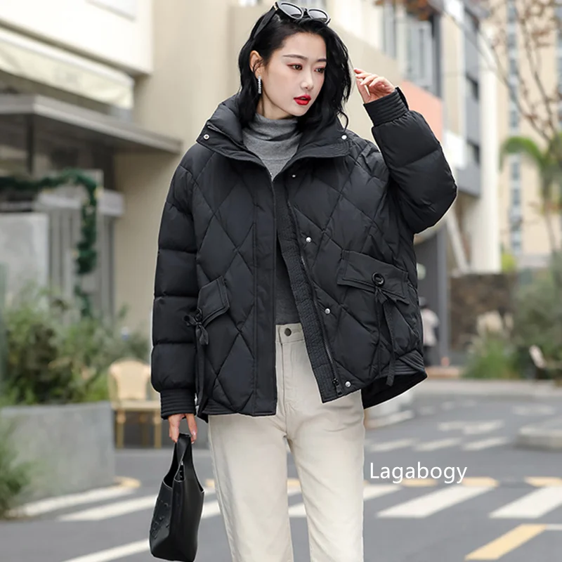 New Autumn Winter Women Short Parkas Hooded White Duck Down Jacket Female Overcoat Warm Outwear Lady Outerwear