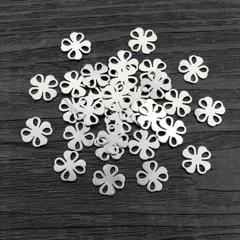 30pcs 11x11mm No Fade 316 Stainless Steel Flower Charms Pendant for DIY Necklace Bracelet Craft Jewelry Making Findings