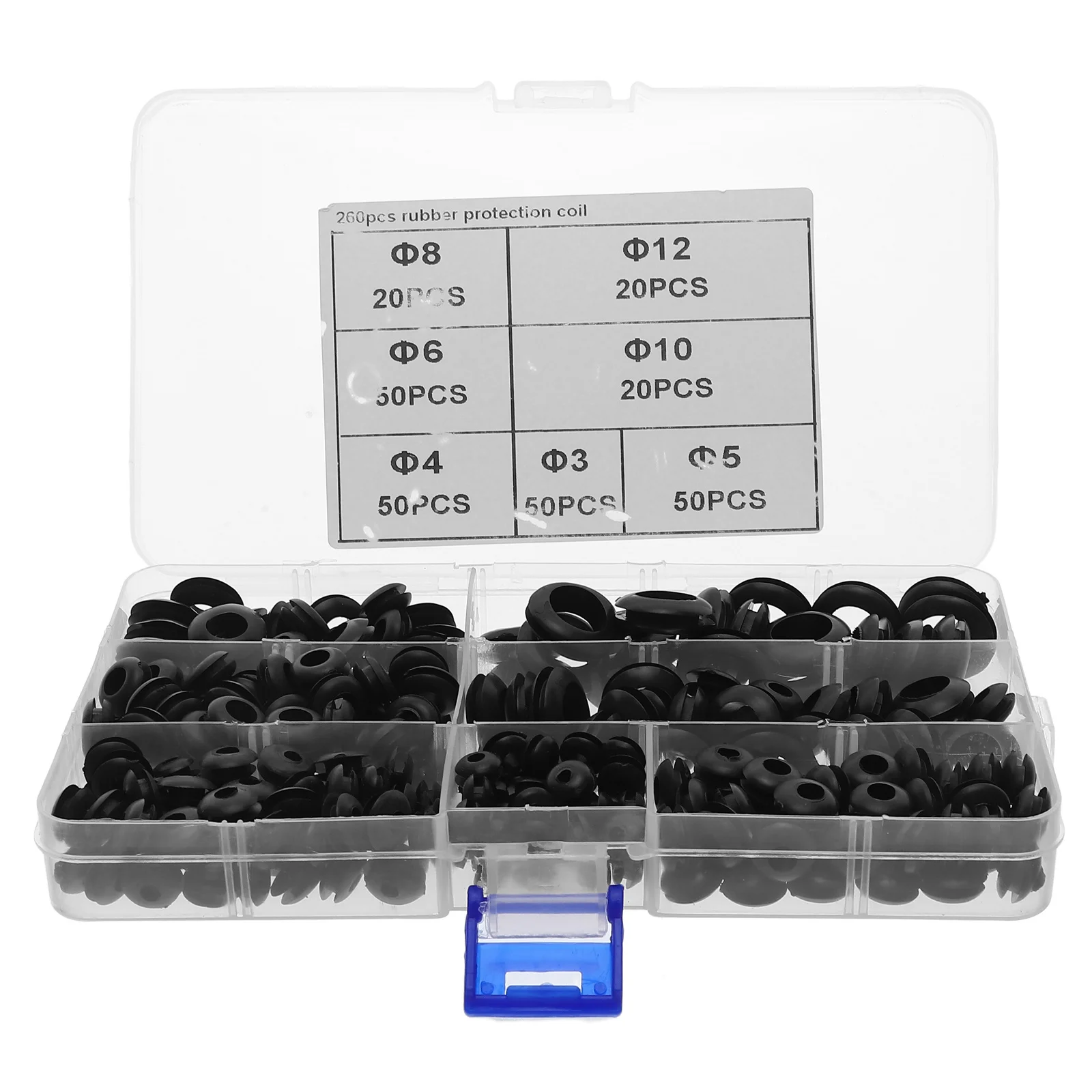 

260Pcs Rubber Grommet Assortment Black Double-Sided Waterproof Seal Electrical Wire Harness Protection Cable Pass-Through Gasket
