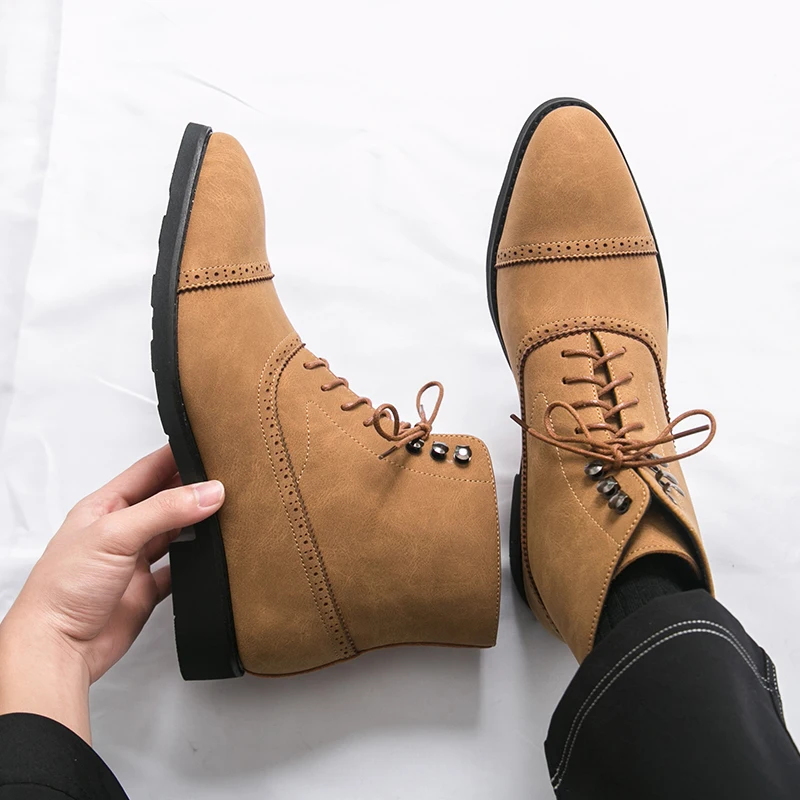 

Men's autumn and winter boots Designer Fashion Style Work or office 38-46 Leisure Party plus size high-top shoes Outdoor