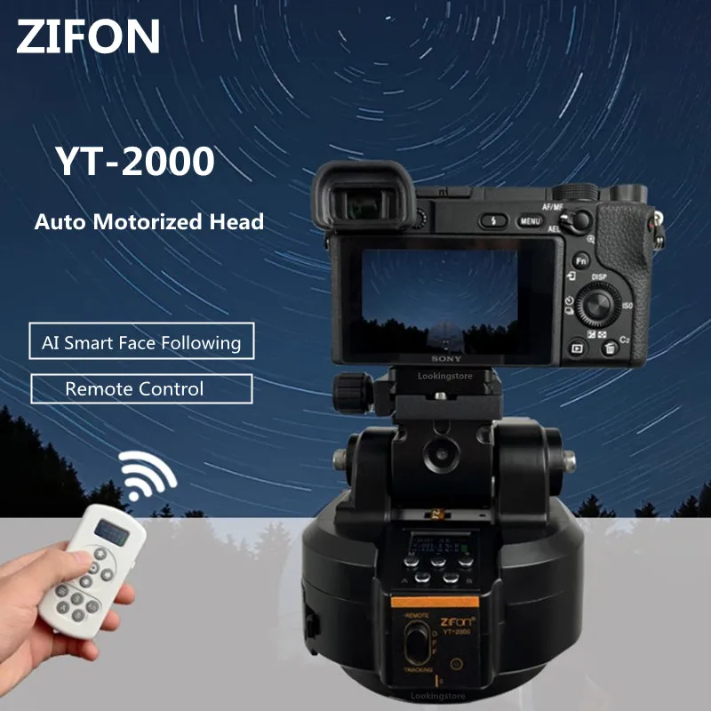 ZIFON YT-2000 AI Smart Face Following Motorized Rotating Panoramic Head Pan Tilt Stabilizer for Smartphone Cameras 2kg