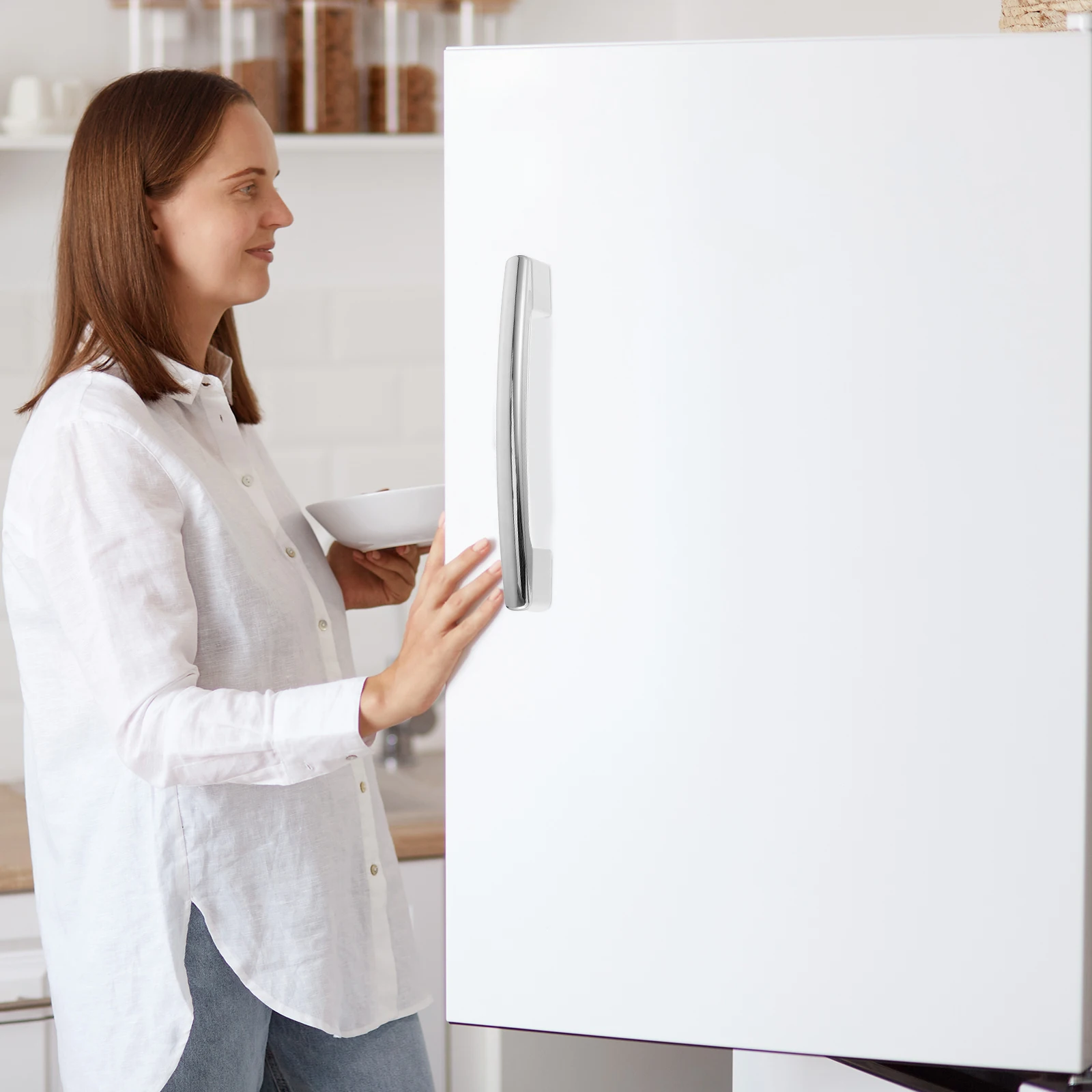 

Freezer Door Handle Anti-Slip Heavy Duty Plastic Fridge Pull Replacement White Refrigerator Accessories Commercial Cooler Parts