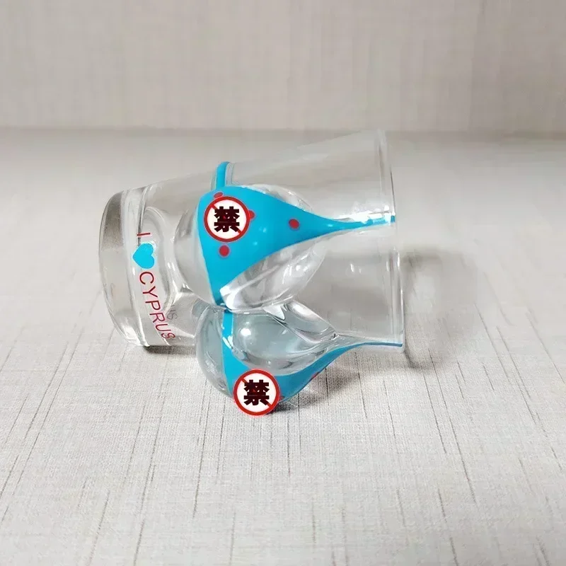 كوب زجاجي بنمط مرسومة يدويًا للنساء، كوب نبيذ صغير، بيكيني بشري متين، زجاج طلقة #5