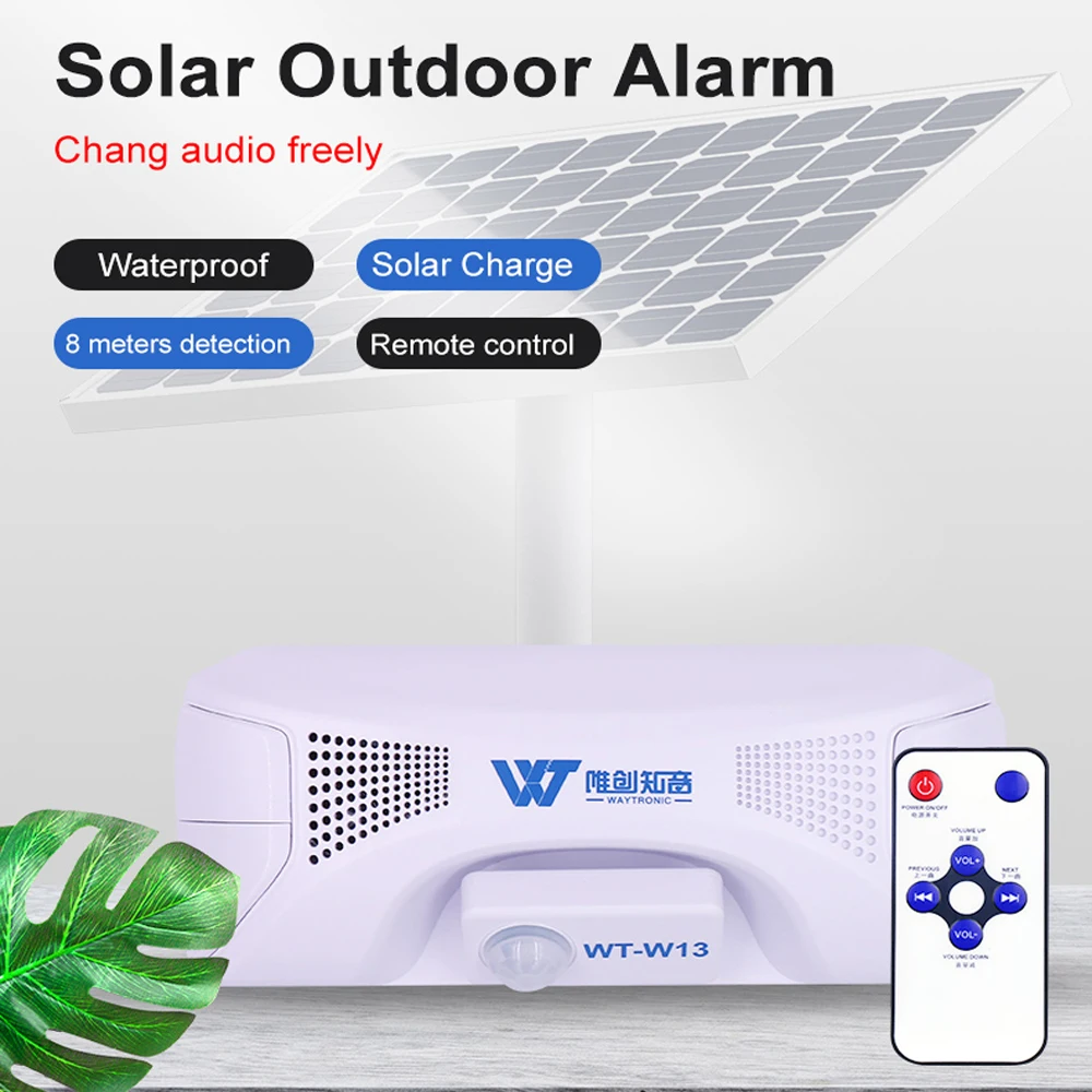 Outdoor Solar Waterproof Motion Detector Induction Triggers Broadcast Alarm 3W High-Power Security Alarm Can Replace The Voice