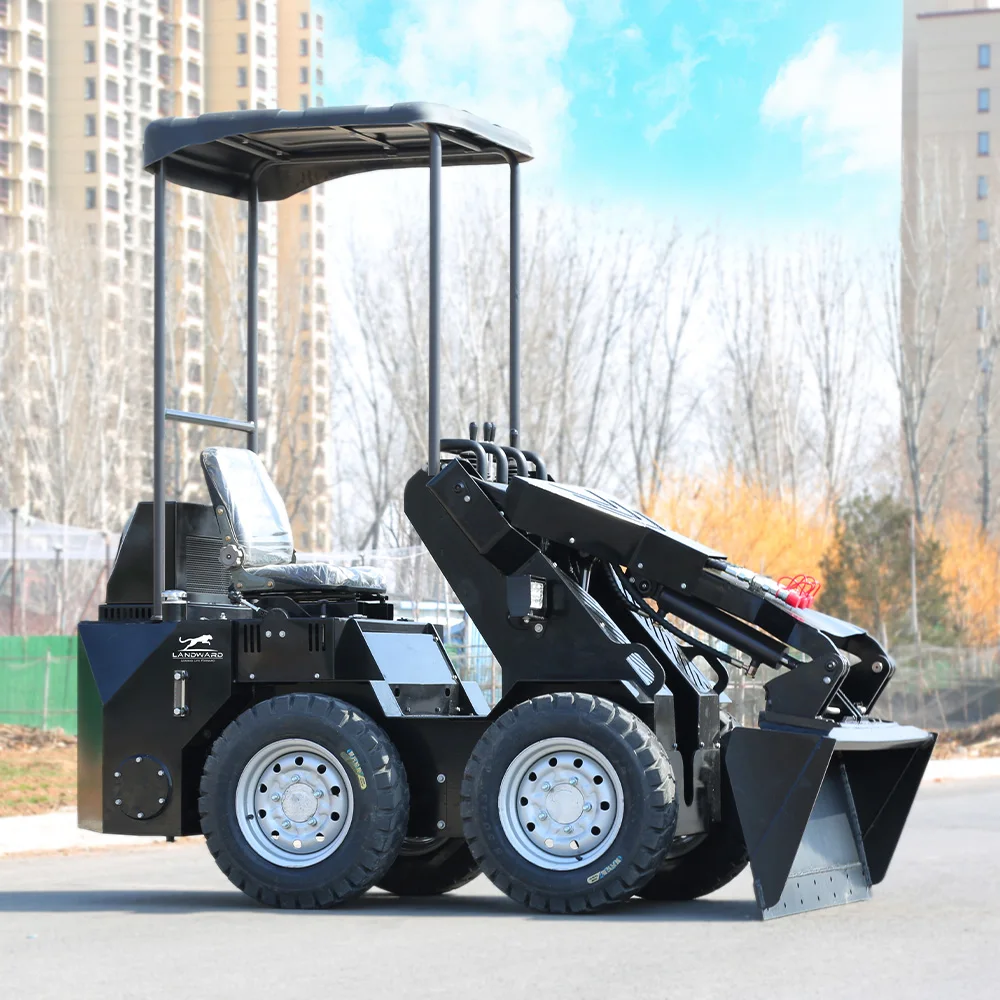 การเกษตร Mini Track Skid Steer Loader การก่อสร้างอเนกประสงค์ใช้รถตักล้อยางขนาดเล็ก Snow Shovel สิ่งที่แนบมา CE ที่กําหนดเอง