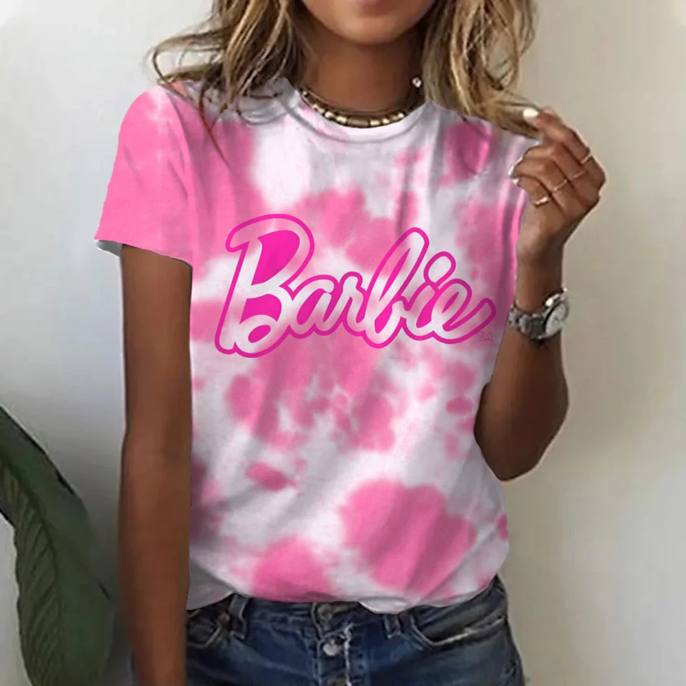 Dames T-Shirts Barbie Belettering Bedrukt T-Shirt Voor Dames High Street Classic Tops Stijlvolle Zachte Mode Meisjesachtige Meisjes Cadeau