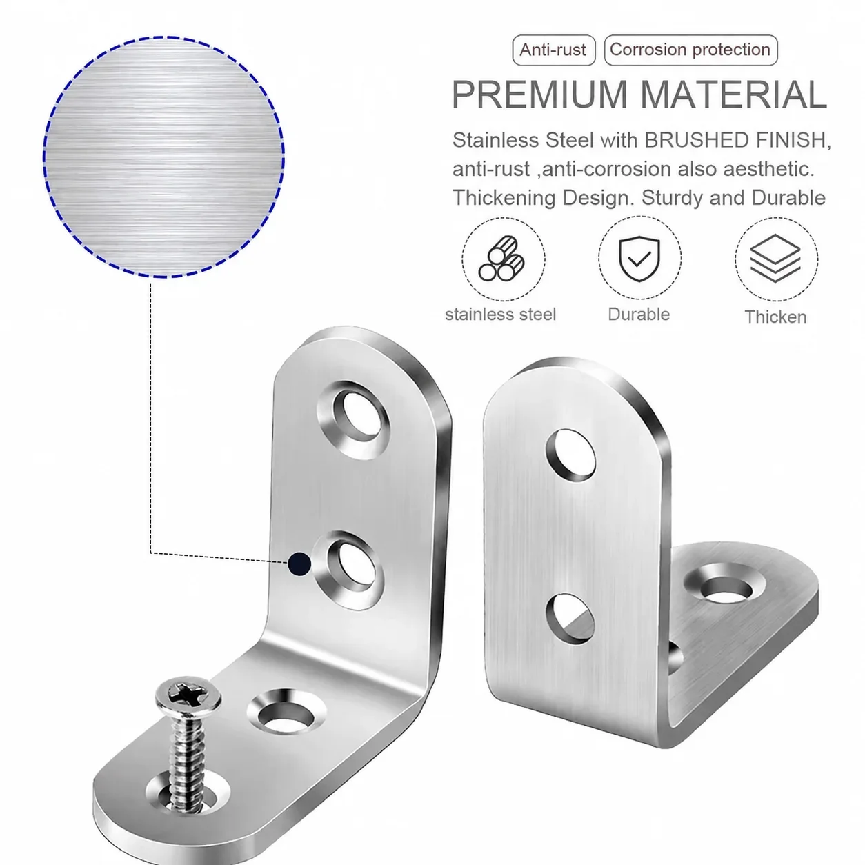 10PCS 90 Degree Angle Corner Brackets Stainless Steel Corner Brace Fastener Wall Brackets Hanger for Shelves,Table,Chair
