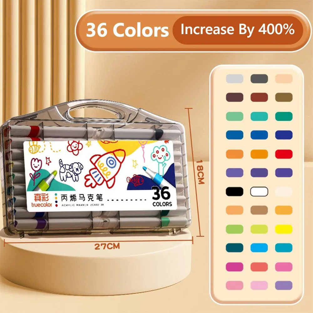 

12-60 Colors Washable Acrylic Marker Pen Quick Drying Smooth Writing Watercolor Pen Stackable Color DIY Hand Drawing