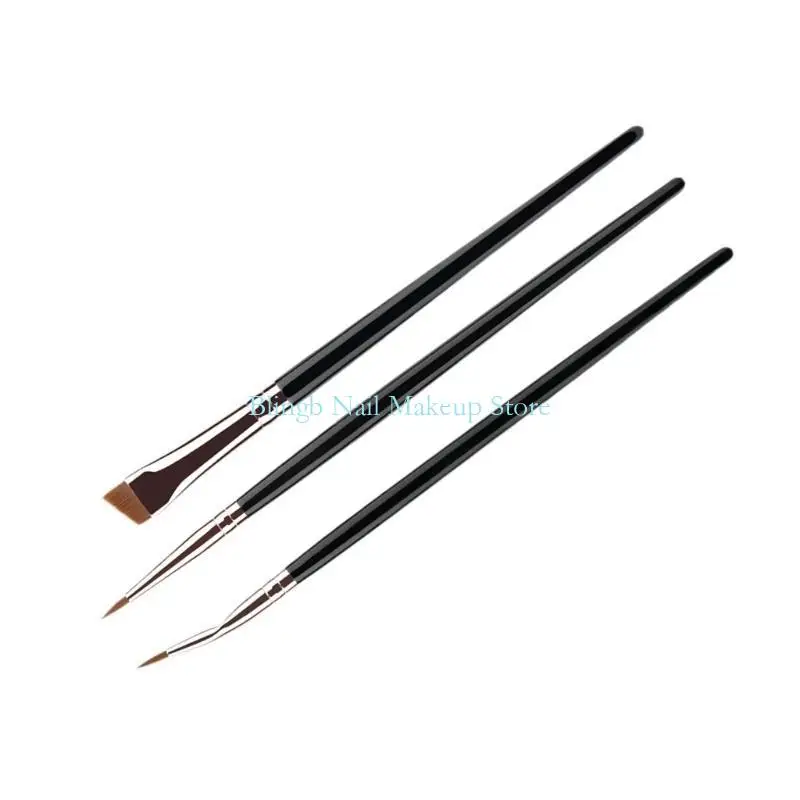28TA 3 Pieces Precise Angled Eyeliners Brushes Set Soft Skin Friendly Bristles Eye Cosmetic For Everyday And Party Makeup