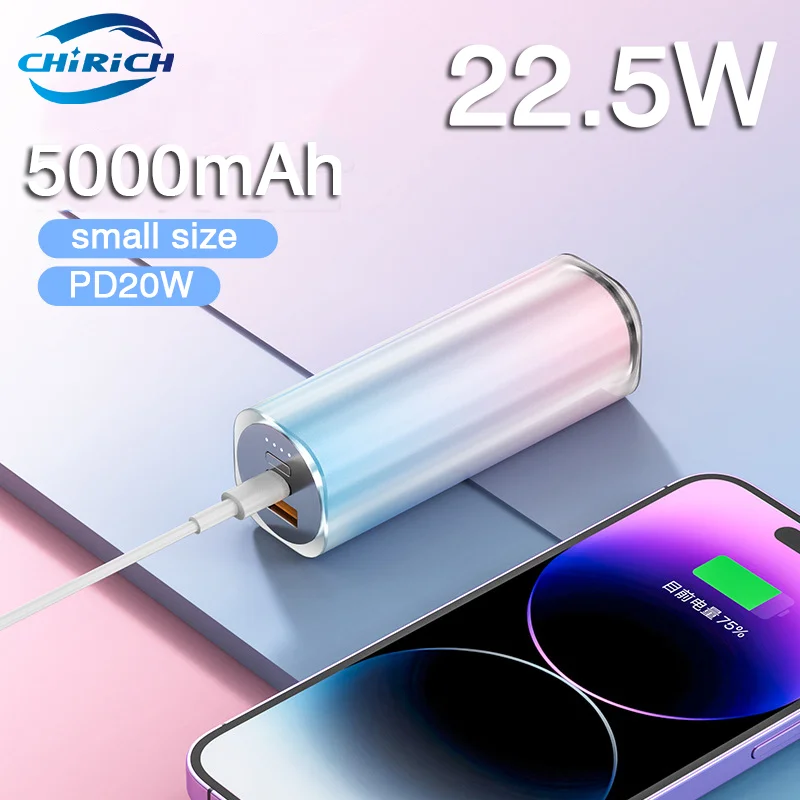 

Mini 5000mAh Power Bank 22.5W Fast Charging Small Powerbank External Spare Battery Portable Charger For iPhone 14 Xiaomi Samsung