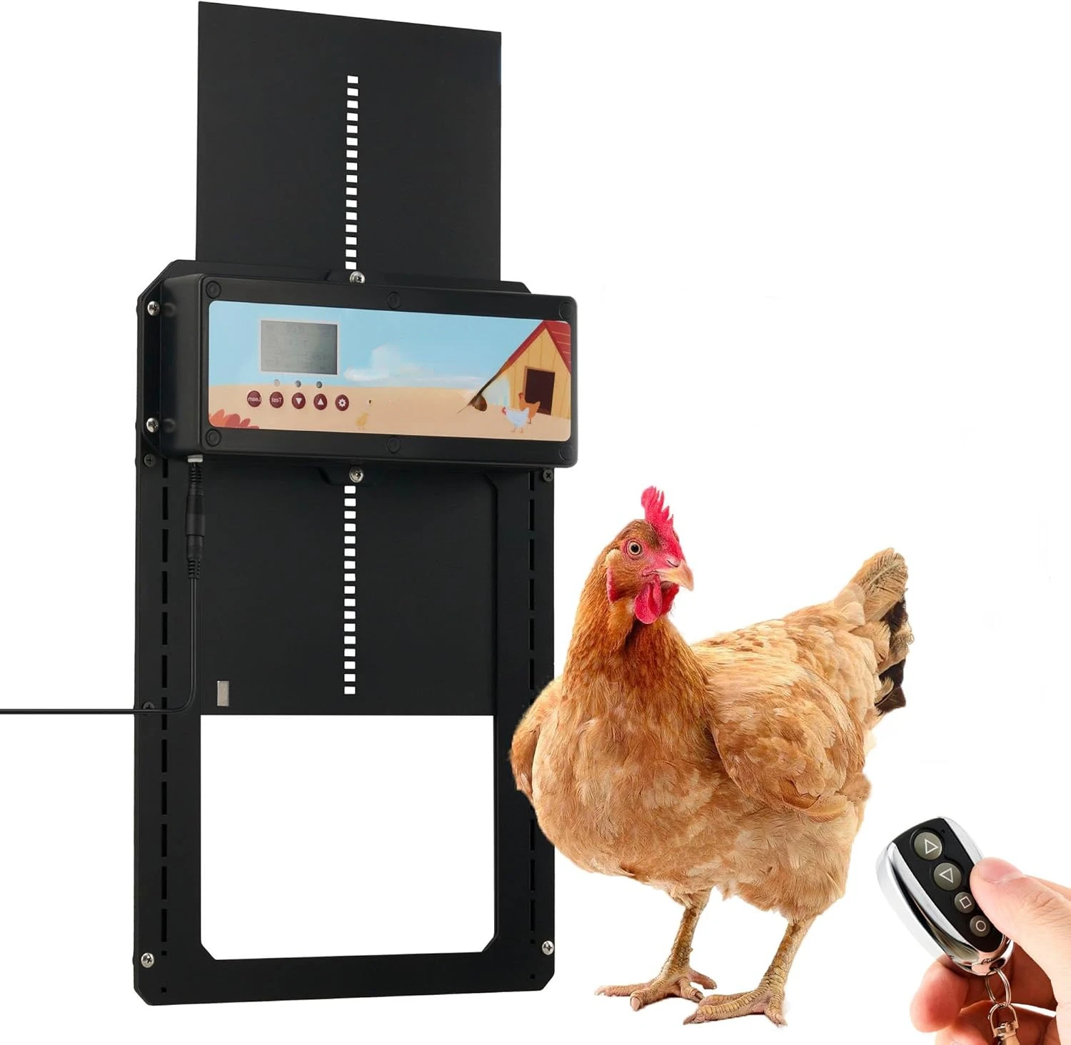 

Chicken Coop Door, Solar Chicken Coop Door with Light Sensor & Timed Control, Electric Chicken Coop Door Opener