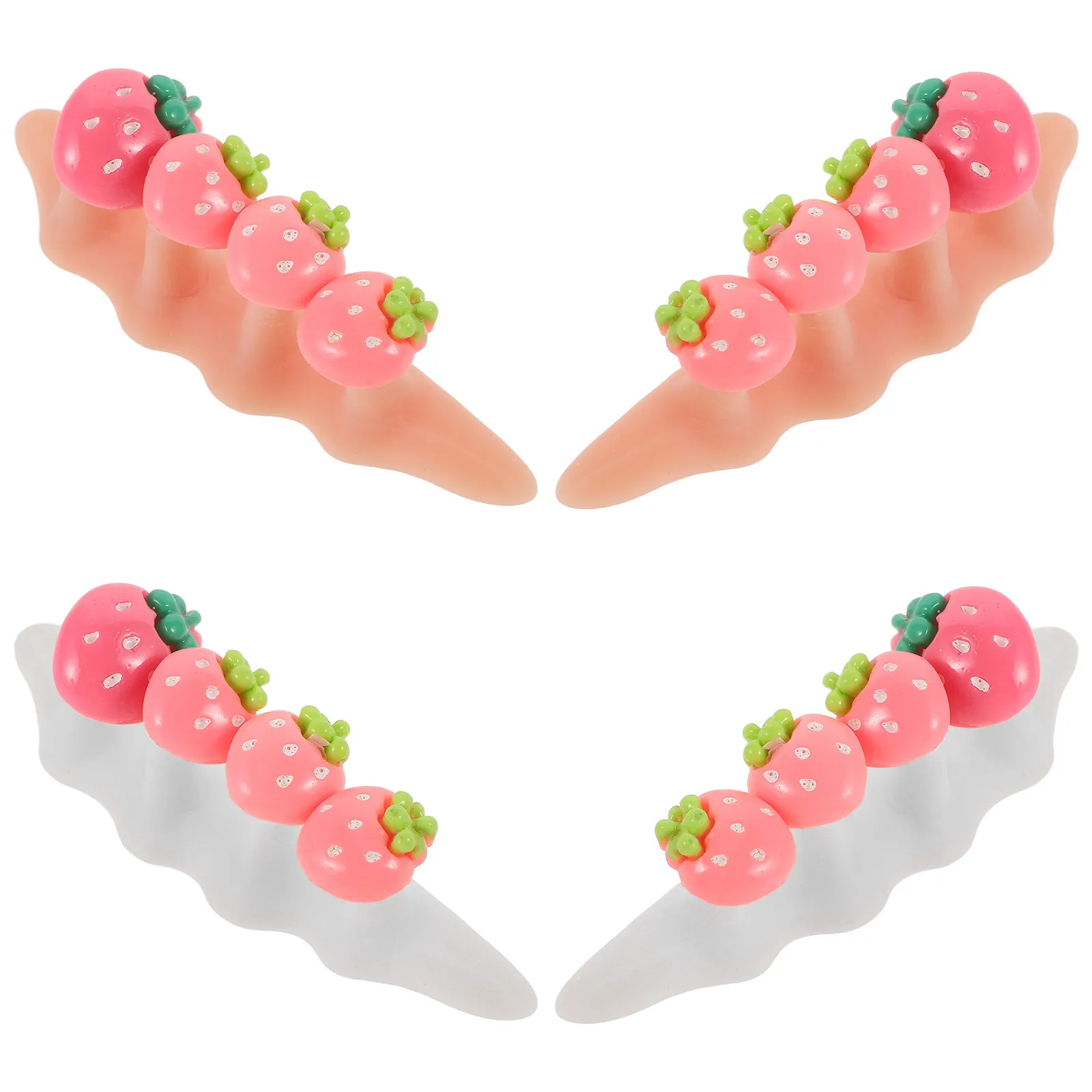 

2 Sets Toe Separators Silicone Soft Toe Spacers for Pedicure Strawberry White Beige Nail Art Tools Salon Home Use