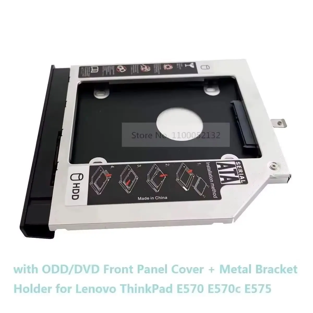 With Front Panel 9.5mm 2nd 2.5 HDD Hard Drive Optical Bay Enclosure Case Caddy Frame Bracket for Lenovo ThinkPad E570c E570 E575
