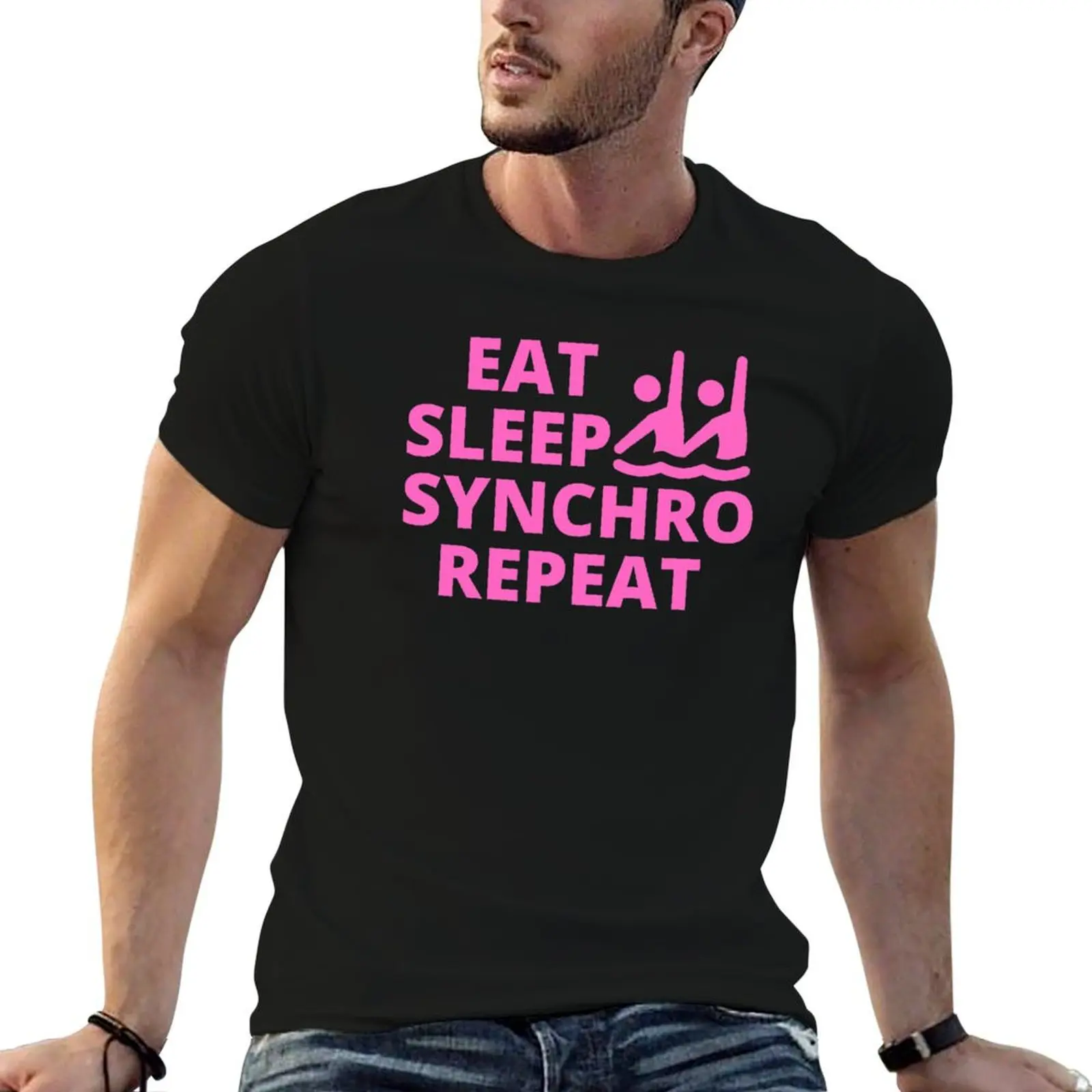 Eat, Sleep, Synchro, Repeat | Synchronized Swimmer Slogan T-Shirt t shirts for man pack white man t shirt designer T-Shirt