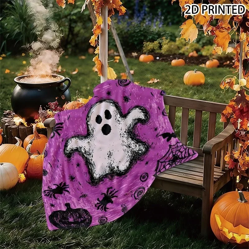 Spooky Halloween Ghost Spider Pumpkin Print Throw Blanket Cozy Fall Decor for Party Night 150x230cm