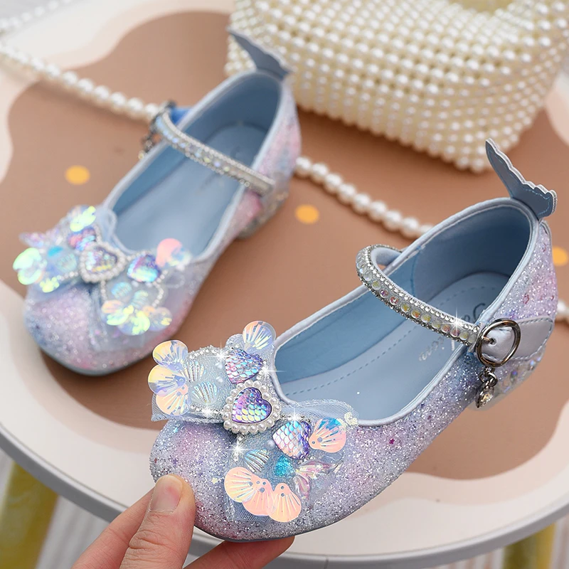 

Детские туфли для девочек 2026: Новые весенние туфли с мягкой подошвой, туфли-балетки для маленьких принцесс, блестящие туфли с бриллиантами