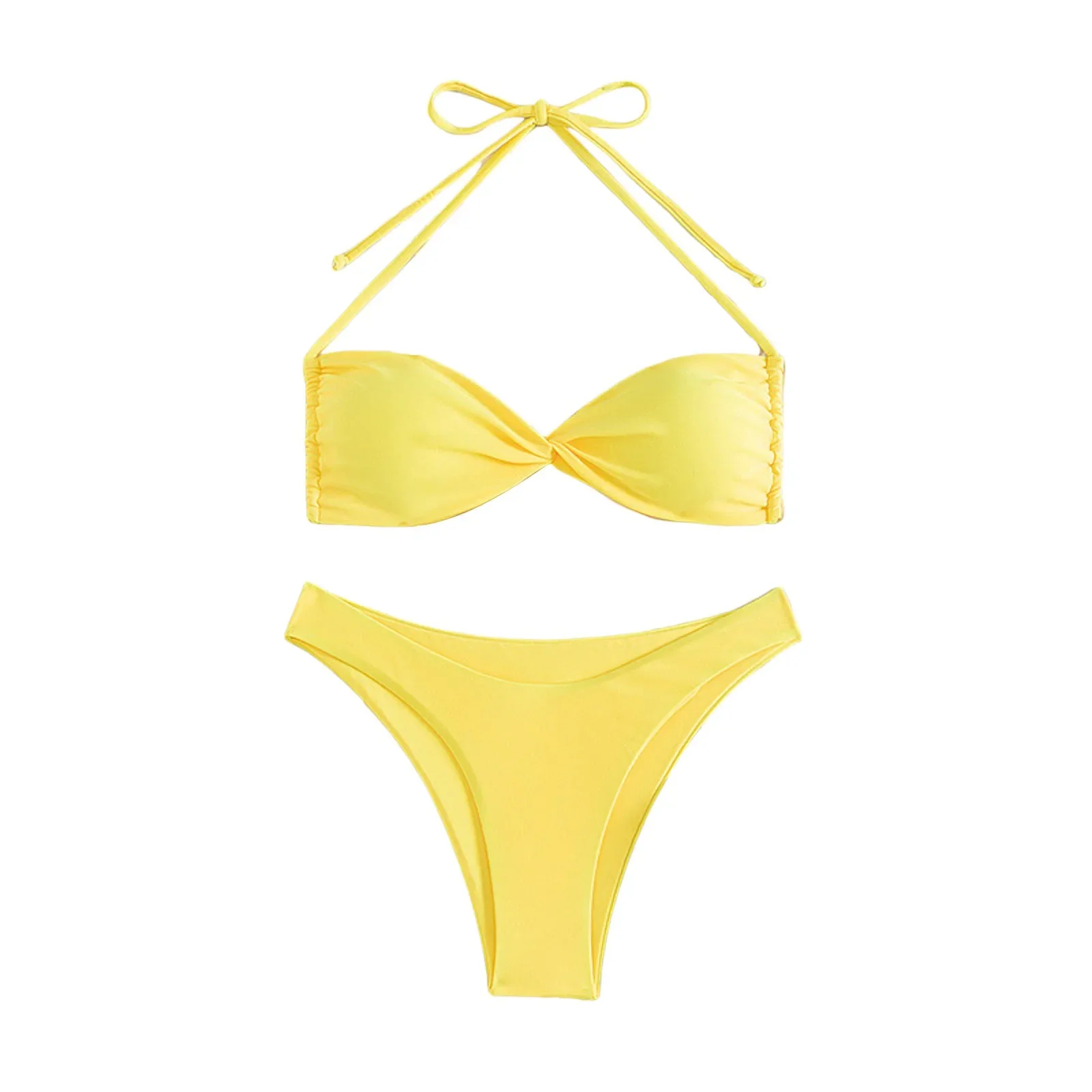 Halter Bodysuit Push Up Swimsuit Women's Two Piece Vintage Swimwear Vintage Pleated swimwear for women tummy control 2 piece