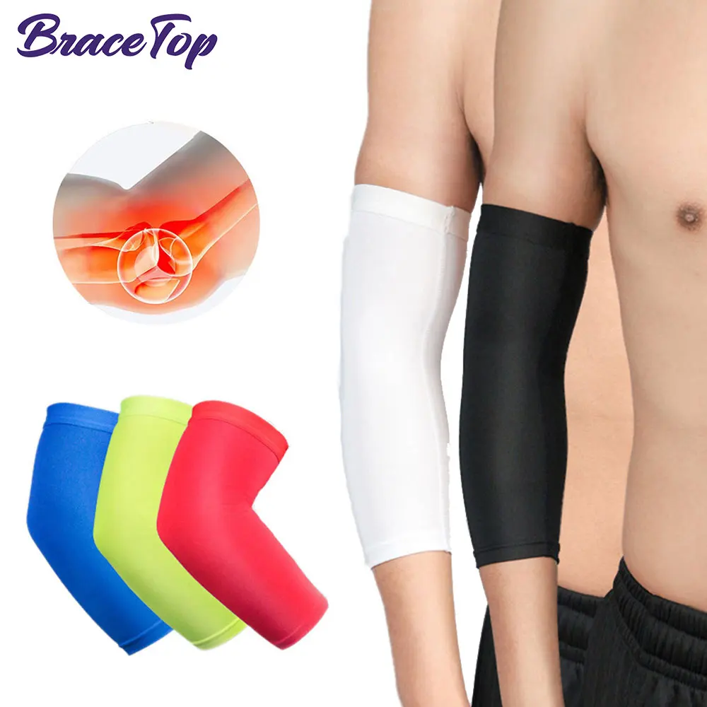 Breathable Arm Support Sleeve Sun UV Protection Basketball Running Fitness Armguards Sports Compress Elbow Pads for Men Women