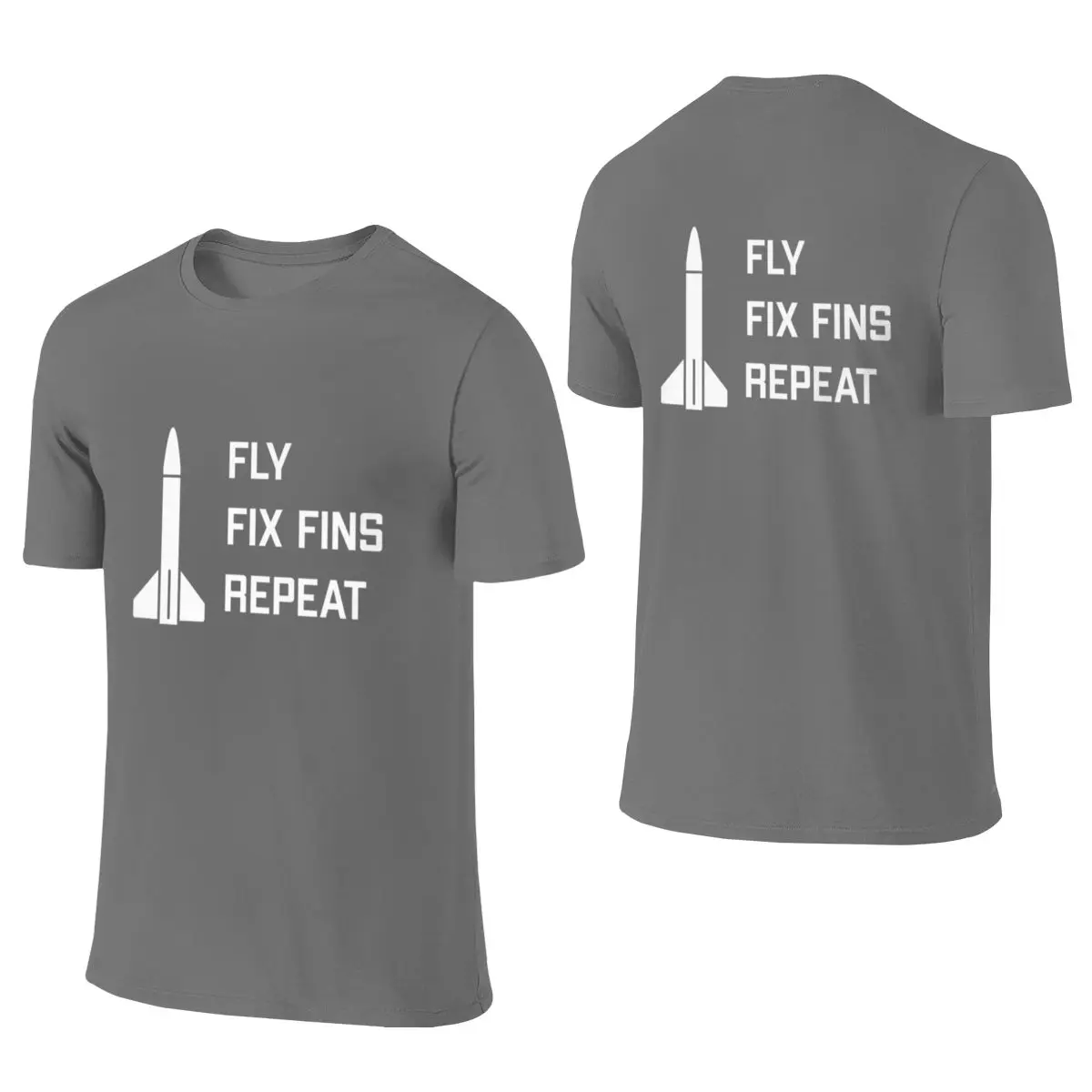 Model Rocket Funny Launch Day Korean Style Reversible T-shirt American Street Atmosphere T-shirt