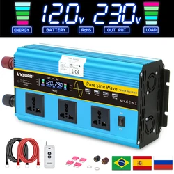 12000W Power Inverter DC 12V a AC 110V/230V Display LCD convertitore di energia solare telecomando con 4 USB EU/US/presa universale